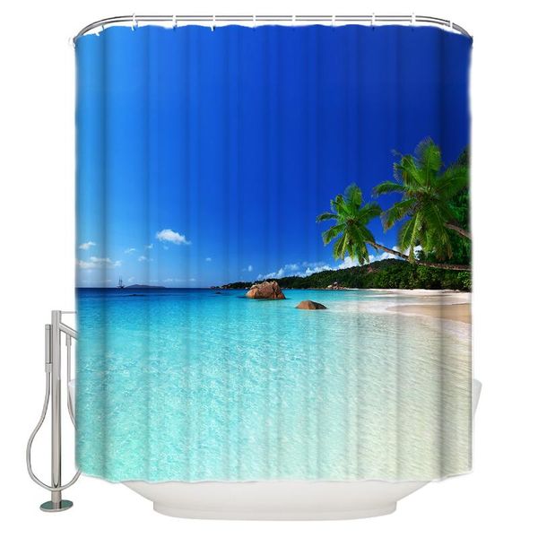

shower curtains summer beach extra long fabric bath sandy mildew-resistant bathroom decor sets with hooks