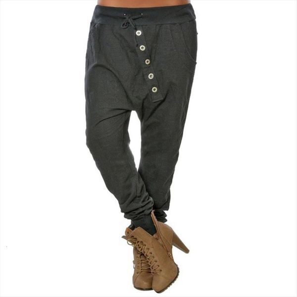 

summer hipsters loose solid harem womens capri bloomers drawstring baggy trousers woman, Black;white