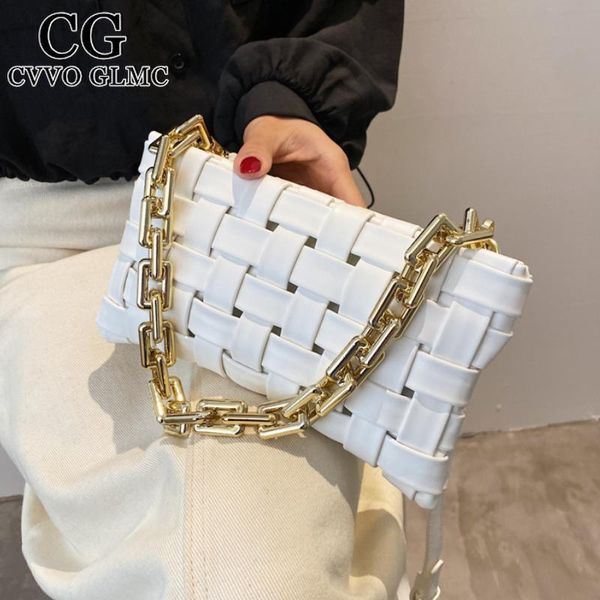 

cvvo glmc braided thick chain pu leather crossbody bags for women 2021 trending designer shoulder handbags trend luxury evening