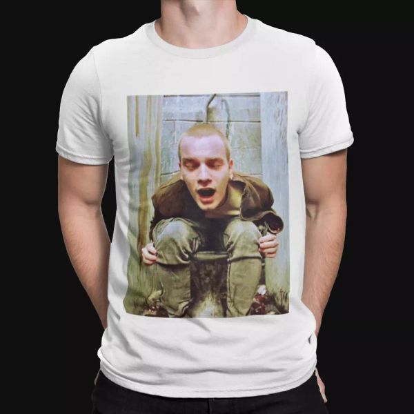 

trainspotting t-shirt renton toilet pill 80s 90s retro sci fi classic gift tee, White;black