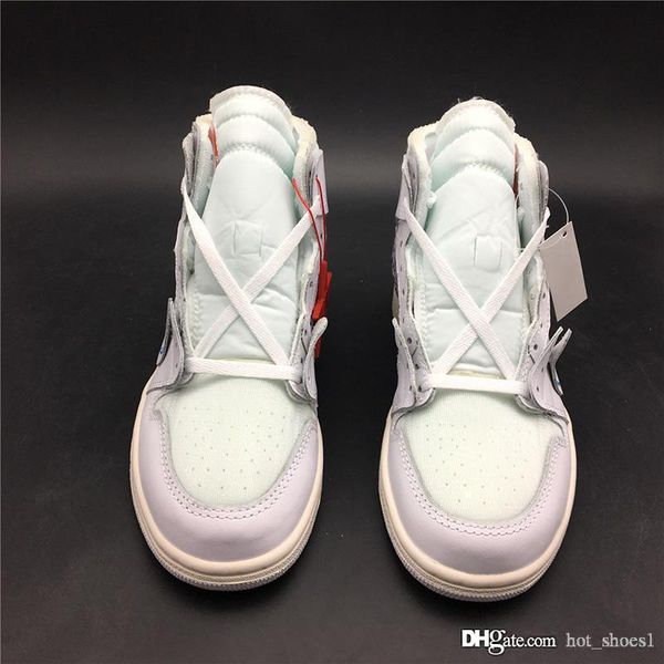 

ow x air 1 high og white aq0818-100 1s i women men sports casual shoes sneakers trainers kicks with original box, Black;white