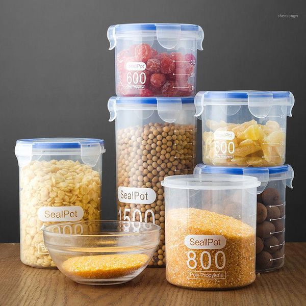 

storage bottles & jars food container plastic sealed tank kitchen grain jar tea coffee bean snack candy box hermetic pots