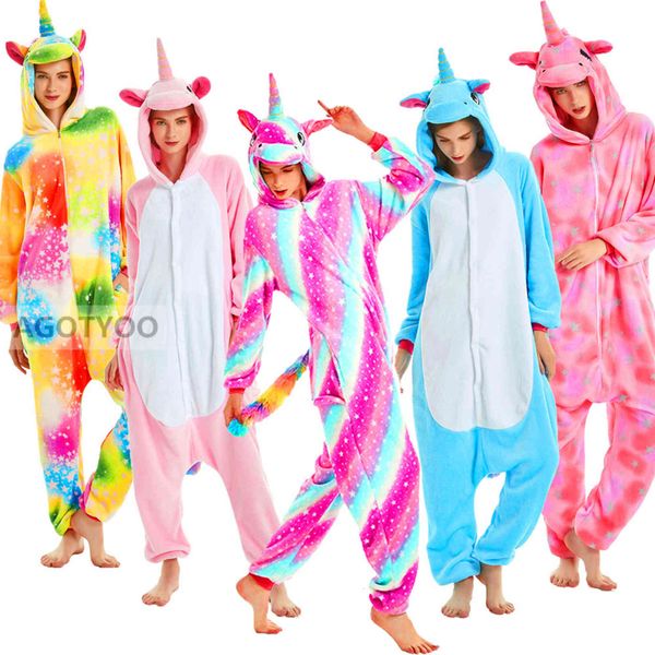 Inverno mulheres homens unisex adulto onesies dos desenhos animados pijamas unicornio unicorn flannel nightie nightie sleepwear onsewiece jumpsuits