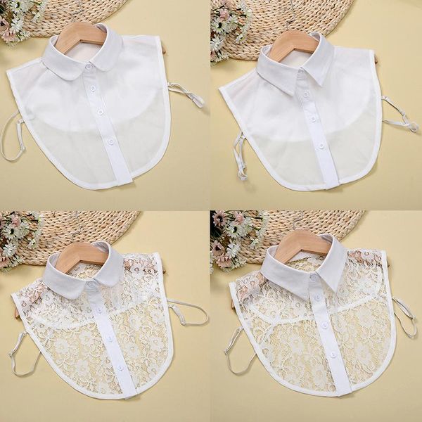 

bow ties sitonjwly lace embroidery fake collars for womens white false detachable collar shirt faux col lapel blouse decor, Black;gray