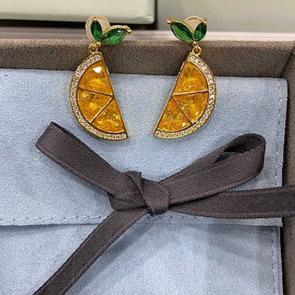 

dangle & chandelierhef jewelry original lemon crystal earrings female ins net red fruit earrings earrings 925 sterling silver