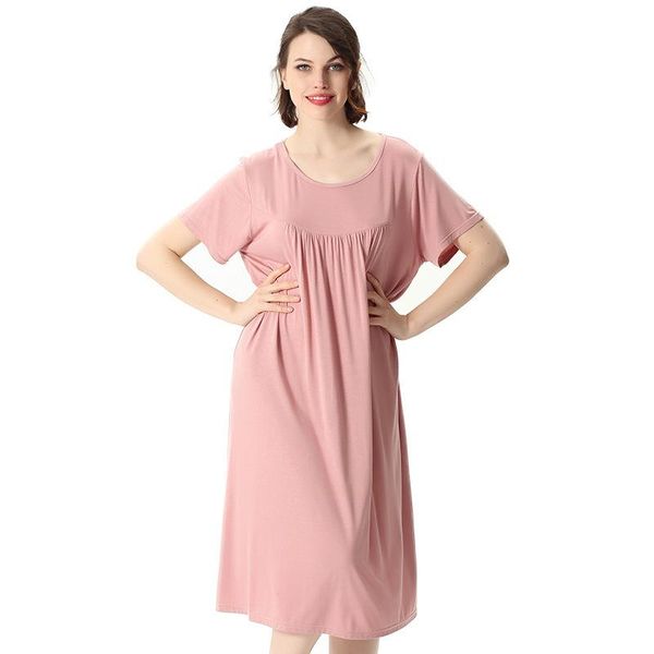 

summer casual women nightgown sleepwear plus size nightdress nightwear soft cotton intimate lingerie modal mid length home dress women', Black;red