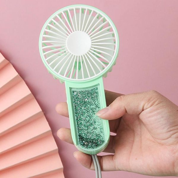 

electric fans 2-in-1 handheld usb fan shining quicksand design mini hanging portable hand 3 wind speed for kids outdoor