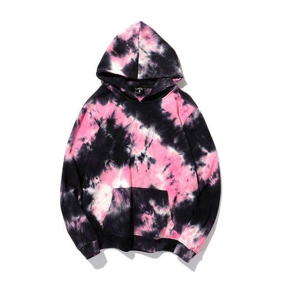 

order hoodies guochao tie dye gradient hooded sweater men's chao brand lazy hip hop loose long sleeves, Black