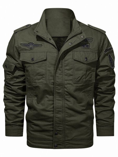 

men letter patched detail flap pocket teddy lined jacket t5cb#, Black;brown