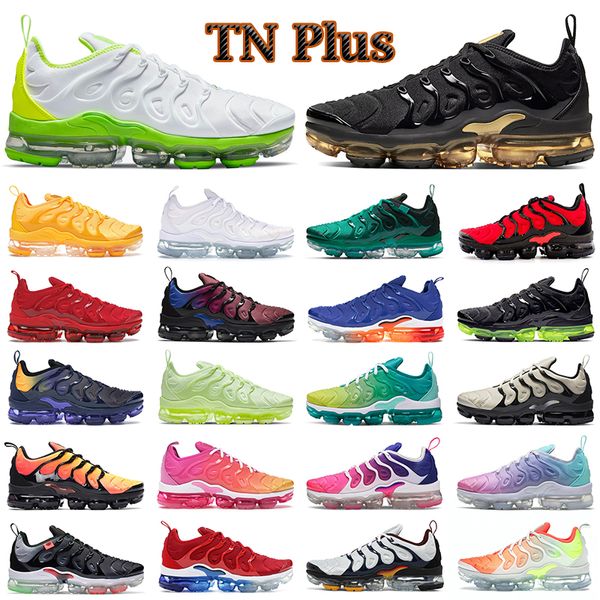 OG TN Plus Running Running Men Women Triple Black Red Branco Barely Volt EUA Bubblegum Aqua Silver Particle Hyper Blue Mens Treinadores ao ar livre