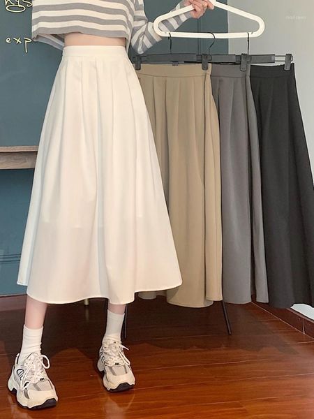 

women's two piece pants solid color skirt women's clothing spring and autumn 2021 high waist thin a-line design feeling small long, White