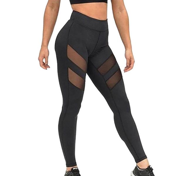 

yoga outfits casual pants fitness stitching mesh leggings women step on the foot elasticity workout, White;red