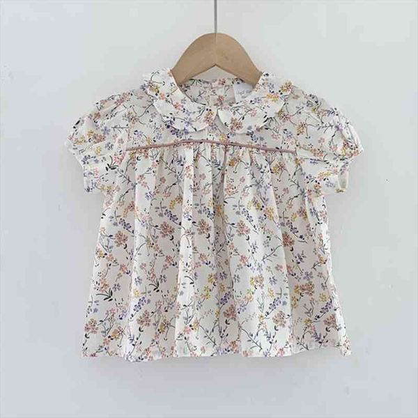 

girls floral printed blouses fly sleeve korean style summer kids toddlers girls shirts dt390, White;black