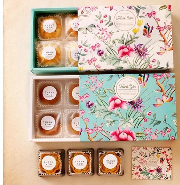 

gift wrap flower design cheese birthday cake paper box mooncake cookie container packing boxes sn3522