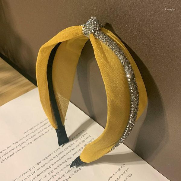 

risyh spring and summer net red small fragrant wind hair ornament ins versatile rhinestone hoop pure color fresh knot head1