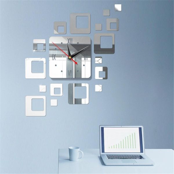 

wall stickers diy creative home decoration, 3d mirror, clock and watch on the t
