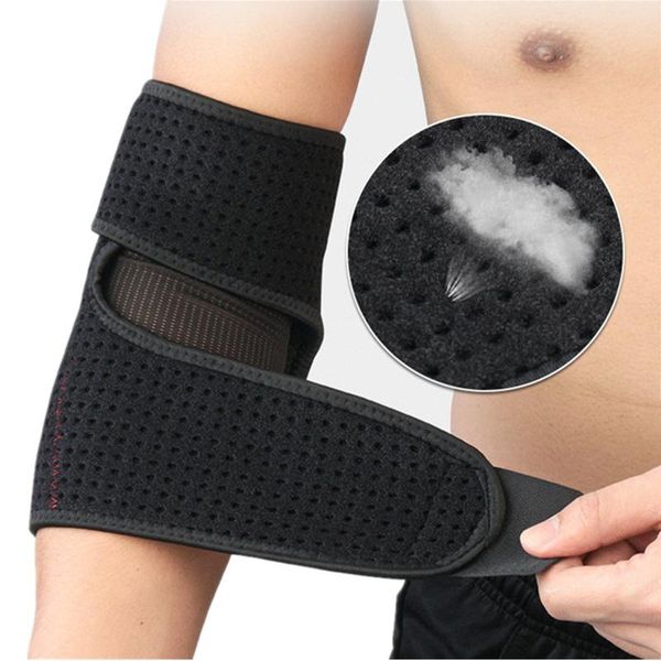 

adjustable breathable elbow support wrap brace pad neoprene elastic pain relief gym sports tennis basketball protector & knee pads, Black;gray