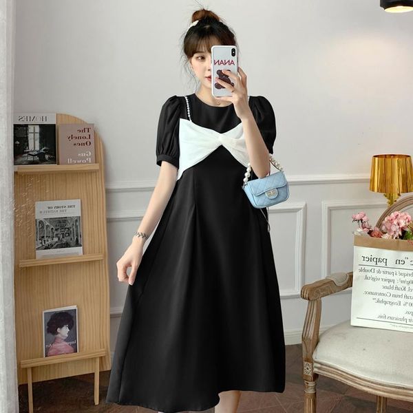 

maternity dresses 70886# nursing clothing loose bow knot a line decoration dress pregnant women pregnancy, White