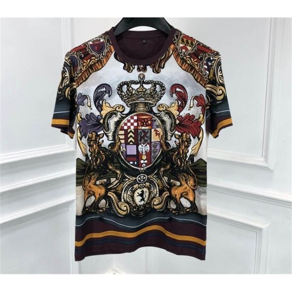 

t shirts famous crown print brand tees t shirts with diamond for men, White;black