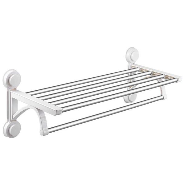 

double shelves wall mount towel shelf punch-bar cosmetic shampoo bathroom kitchen organizer storage rack racks