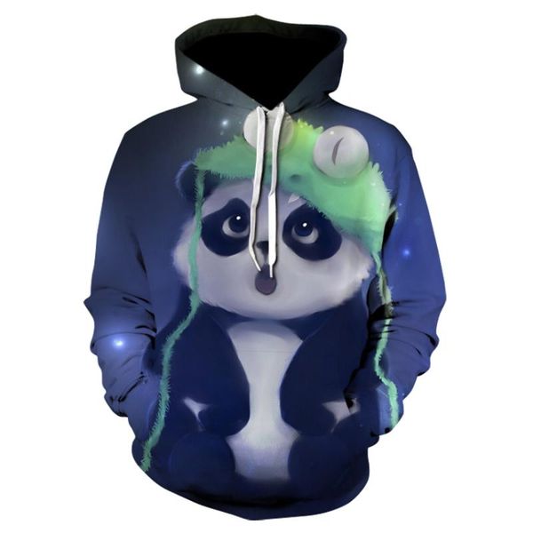 

men's hoodies & sweatshirts harajuku sweatshirt girls kawaii 3d animal print cute panda cat lion hoodie pullover women's xxs-4xl, Black