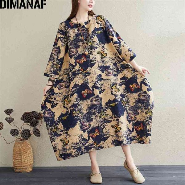 

plus size women dress vintage female vestidos clothing cotton linen loose elegant print lady long sleeve maxi 210531, Black;gray