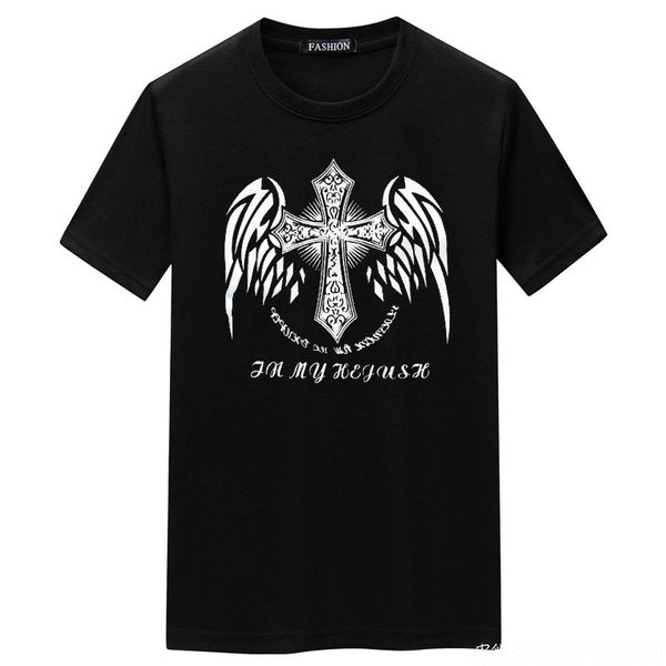 

crosin 2021 korean round neck short t-shirt men's casual large half sleeve t-shirt, White