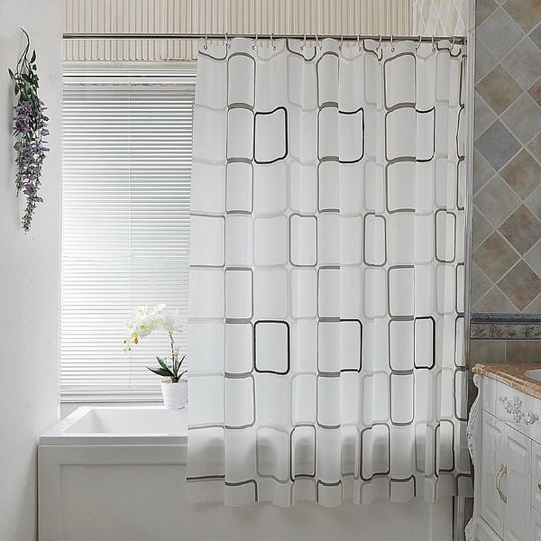 

shower curtains lattice bath curtain waterproof and mildew-proof peva copper button eye delivery plastic hook