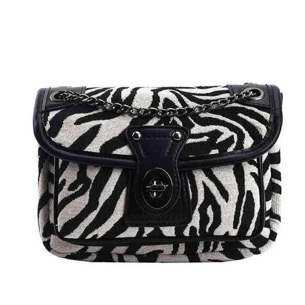 

zebra stripes women's chain bag small daily cross body square handbag canvas hard pu shoulder purse buckle lock closure opk1