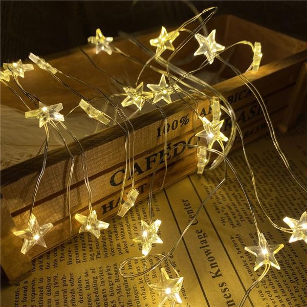 

strings 2m 20led star fairy lights cr2032 battery operated silver color copper wire string for outdoor indoor home xmas party use