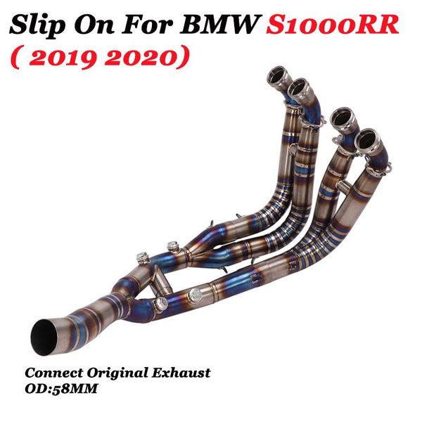 

motorcycle exhaust system titanium alloy escape full for s1000rr 2021 front mid link pipe slip on connect original 58mm
