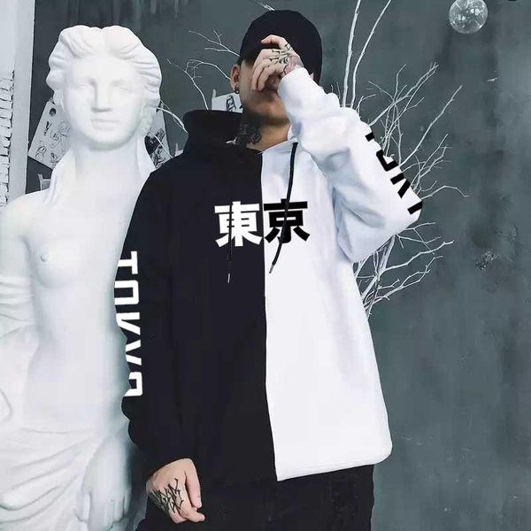 

men's hoodies & sweatshirts mens hoodie japanese anime tokyo revengers manga printing patchwork pullover sweatshirt harajuku hip hop fl, Black