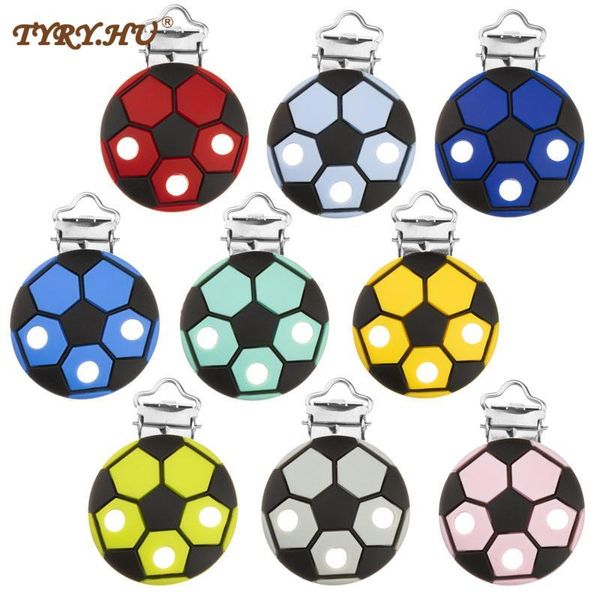 

tyry.hu 1pc cartoon football shapepacifier chain clips grade silicone clip baby teether for diy pacifier chains pacifiers#
