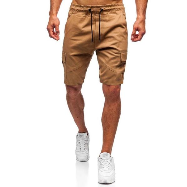 

summer men's casual cargo shorts contrast color sports knee-length pants straight drawstring pockets streetwear d30, White;black