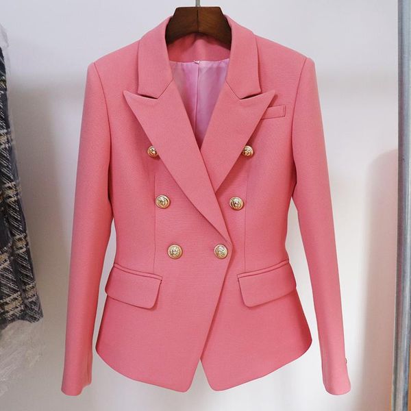 

women's suits & blazers high street est 2021 designer jacket classic lion buttons double breasted slim fitting pique blazer, White;black