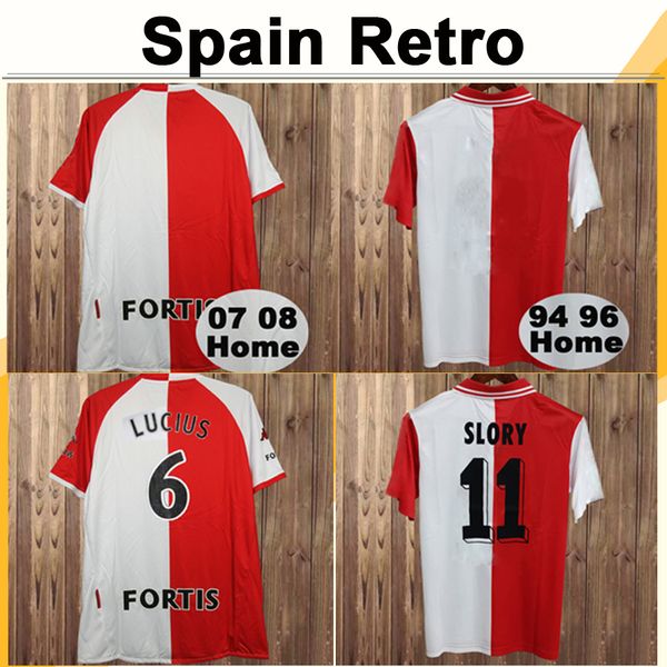 

94 96 07 08 v. bronckhorst makaay slory mens retro vintage soccer jerseys classical home red white fotball shirts uniforms, Black;yellow