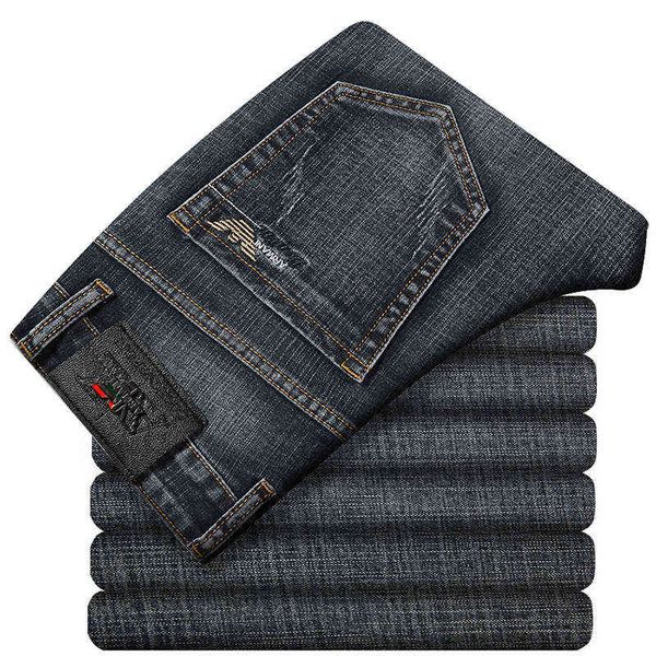 

winter jeans men's autumn brand elastic slim straight busin special, Blue
