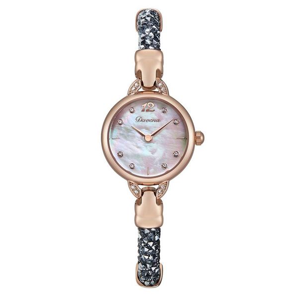 

wristwatches devena mother-of-pearl quartz watch woman mini bracelet watches ladies crystal steel band diamond scale clock waterproof, Slivery;brown