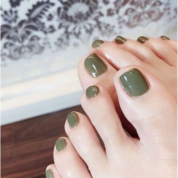 

solid color finished nail removable waterproof summer white toenail patch, Red;gold