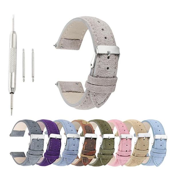 

watch bands men women band genuine leather straps 18mm 20mm 22mm 24mm accessories suede vintage watchbands kzsp01, Black;brown