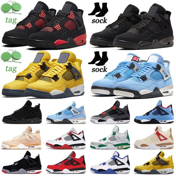 

4 4s men basketball shoes red thunder black cat bred cactus pine green motorsports sail mens womens trainers outdoor sports sneakers