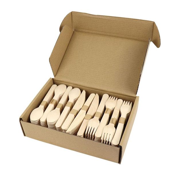 

disposable dinnerware 16cm bamboo set fork knife spoon box