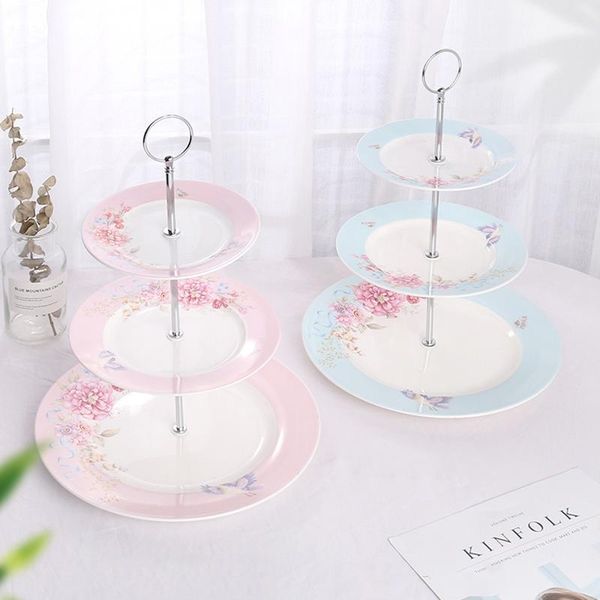 

dishes & plates ceramic snack tray with three layers large capacity, farmhouse european style multifunctional fruit plate