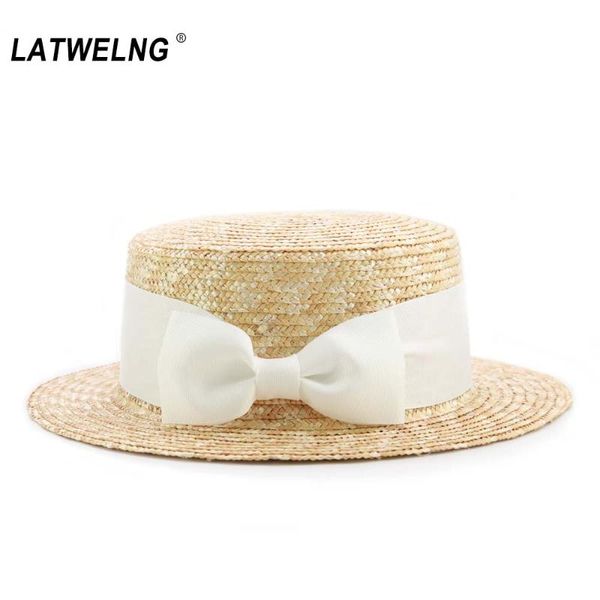 

adults & children big bow straw sun hats women summer beach hat girls boys visor cap kid uv wholesale drop caps, Yellow