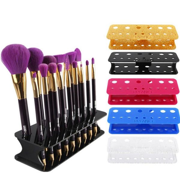 

hooks & rails acrylic makeup holder tool kit 15 holes square brush drying rack organizer cosmetic shelf storage case