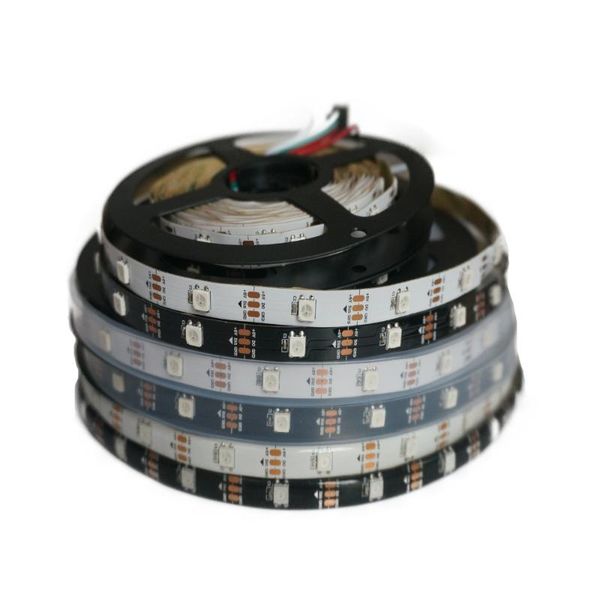 

strips 1m 5m dc5v ws2812b ws2812 led pixel strip individually addressable smart rgb light tape black white pcb ip30/65/67