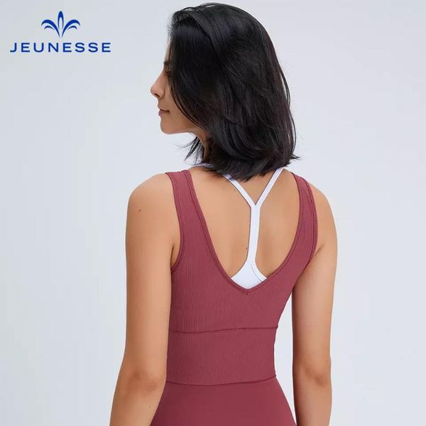 

yoga outfit jeunesse ribbed reversible fitness training crop women stretchy plain sports workout athletic vest tanks xs-l