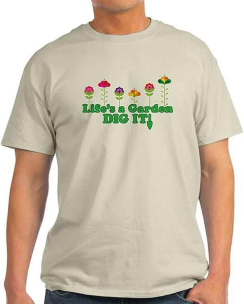 

men's t-shirts life's a garden dig it light cotton t-shirt, White;black