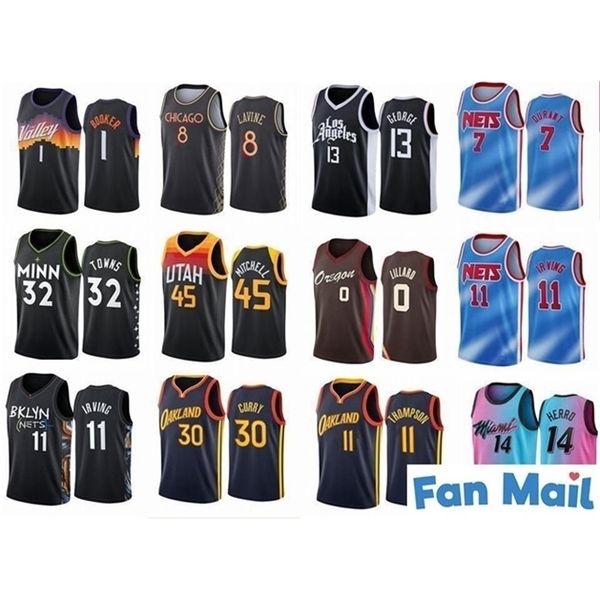 

092020 new jerseys doncic booker paul morant curry jokic murray antetokounmpo donovan mitchell herro wade lamelo butler ball wetsbrook jerse, Black