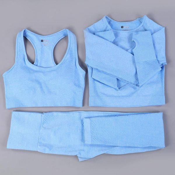 

yoga outfit women sportwear fitness set seamless leggings workout clothing long sleeve crop gym suit tight high wiast pants running